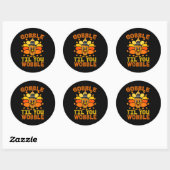 Gobble Til you Wobble Funny Thanksgiving Turkey Ronde Sticker (Vel)