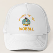 Gobble Til you Wobble Funny Turkey Thanksgiving Trucker Pet (Voorkant)