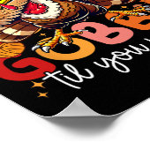 Gobble Til you Wobble Thanksgiving Day Dabbing Tur Poster (Hoek)