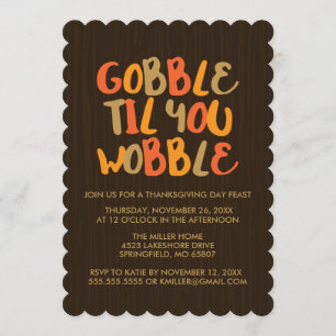 Gobble Til you Wobble Thanksgiving Dinner Kaart