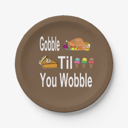 Gobble Til you Wobble Thanksgiving Papieren Bordje (Voorkant)