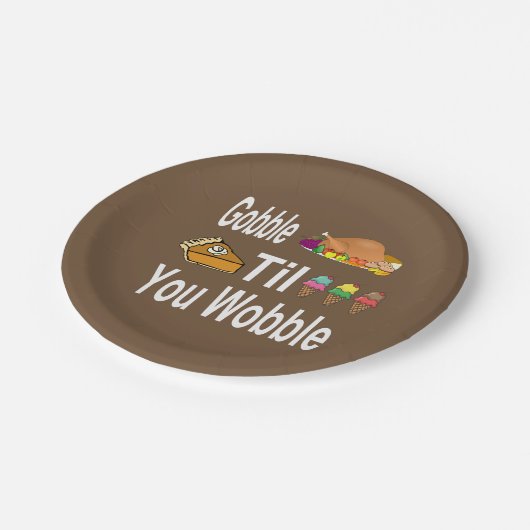 Gobble Til you Wobble Thanksgiving Papieren Bordje (Gekanteld)