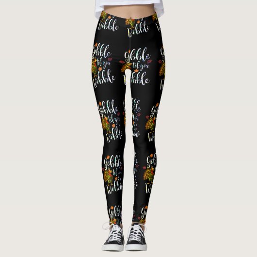 Gobble Til you Wobble Thanksgiving Rainbow Leggings (Voorkant)
