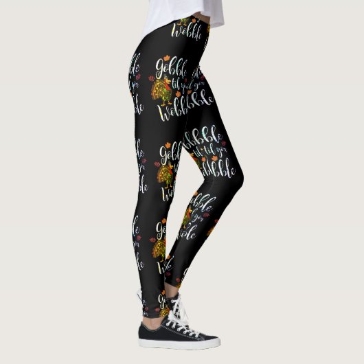 Gobble Til you Wobble Thanksgiving Rainbow Leggings (Rechts)