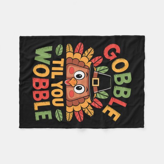 Gobble Til You Wobble Turkije Peuter Kinder Baby T Fleece Deken (Voorkant (Horizontaal))