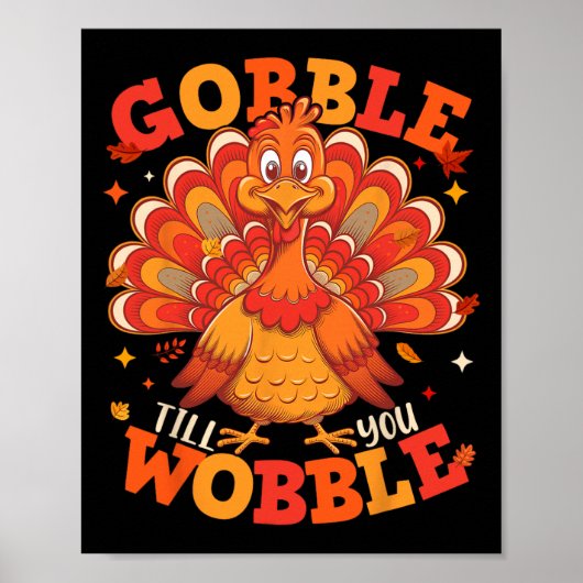 Gobble Til You Wobble Turkije Pilgrim Boys Mannen  Poster (Voorkant)