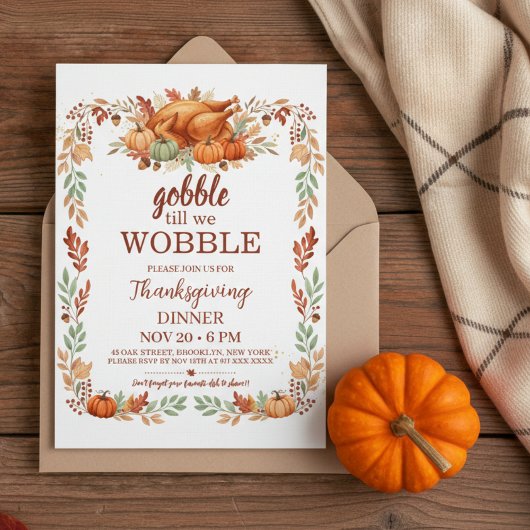 Gobble Till We Wobble Thanksgiving Uitnodiging