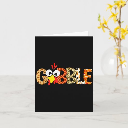 Gobble Till You Wobble Cool Turkey Thanksgiving Go Kaart (Gele Bloem)