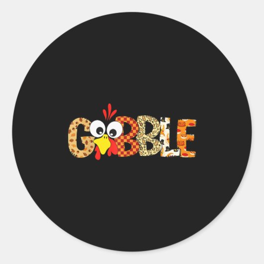 Gobble Till You Wobble Cool Turkey Thanksgiving Go Ronde Sticker (Voorkant)