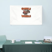 Gobble Till You Wobble - Grappig Turkije Cartoon C Spandoek (Beurs)