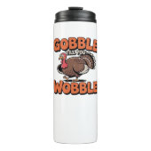Gobble Till You Wobble - Grappig Turkije Cartoon C Thermosbeker (Voorkant)