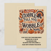 Gobble Till You Wobble Herfst Thanksgiving Kaart (Voorkant / Achterkant)