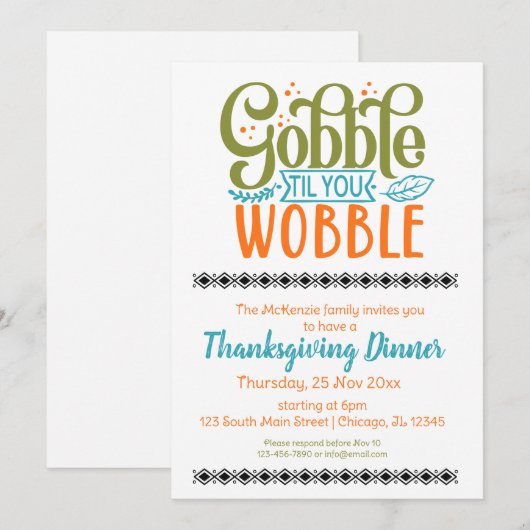 Gobble till you wobble kaart (Voorkant / Achterkant)