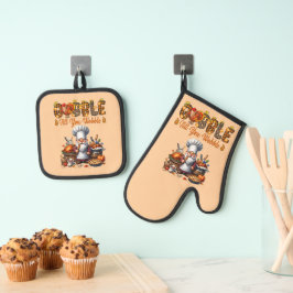 Gobble Till You Wobble Oven Mitt en Pot Houders Ovenwant & Pannenlap Set
