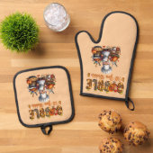 Gobble Till You Wobble Oven Mitt en Pot Houders Ovenwant & Pannenlap Set (Top down)