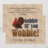 Gobble tot je Funny Thanksgiving Dinner Wobble Kaart (Voorkant / Achterkant)