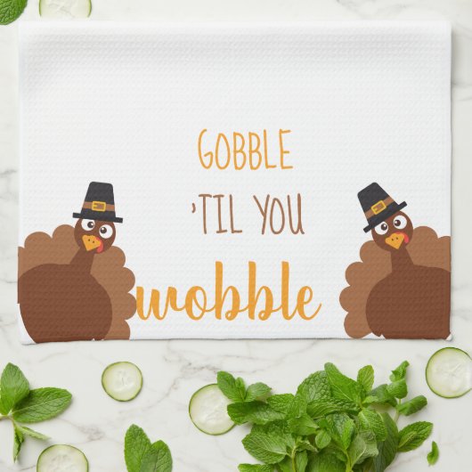Gobble tot je Thanksgiving thuis decor wint Theedoek (Gevouwen)