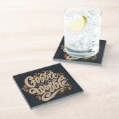 Gobble tot je wiebelt glazen onderzetter (Schuin)