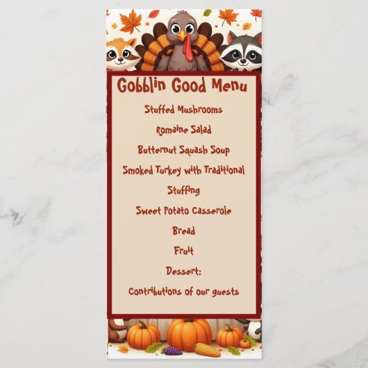 Gobble tot je wobble menu (Voorkant)