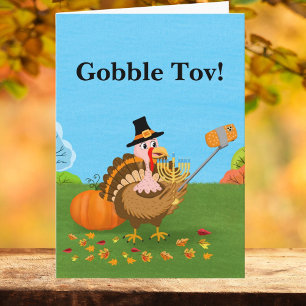 Gobble Tov! Kalkoen maakt een selfie met de Menora Kaart