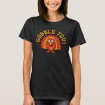 Gobble Tov Thanksgivukkah Turkey Shirt<br><div class="desc">Viel Thanksgivukkah 2013 met dit klassieke Gobble Tov t-shirt! Met een grappige gele, oranje en bruine cartoon kalkoen met een yamaka en een ster van David ketting. Een Hanukkah-Thanksgiving zal niet meer dan 77.000 jaar voorkomen! Pak dit geweldige keepjesshirt voor dit eens-in-een-leven-feest. *Maakt een perfect grappig geschenk voor Hanukkah EN...</div>