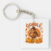 Gobble Turkey Cute Thanksgiving Fall Quote Sleutelhanger (voorkant)