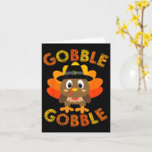 Gobble Turkije Jongens Meisjes Kinder Thanksgiving Kaart (Gele Bloem)