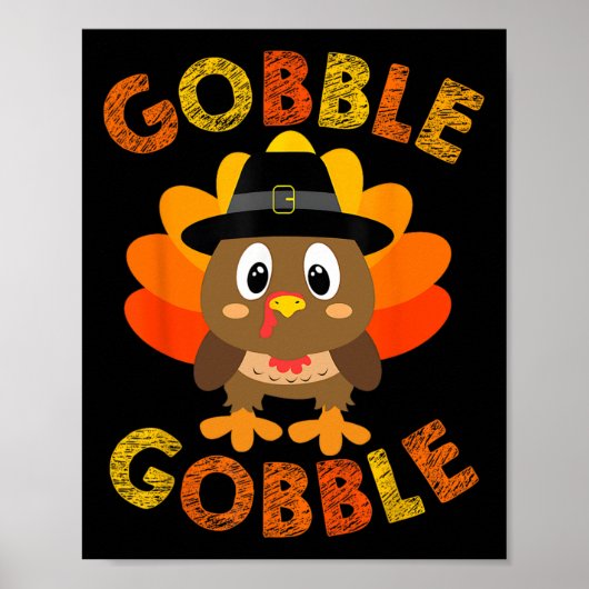 Gobble Turkije Jongens Meisjes Kinder Thanksgiving Poster (Voorkant)