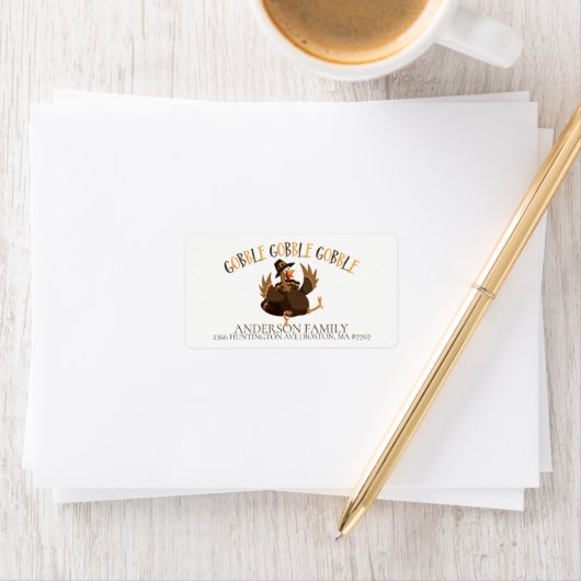 Gobble Turkije Thanksgiving adreslabel Etiket (Insitu)