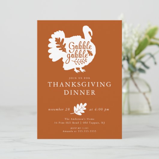 Gobble Turkije Thanksgiving Diner Kaart (Staand voorkant)