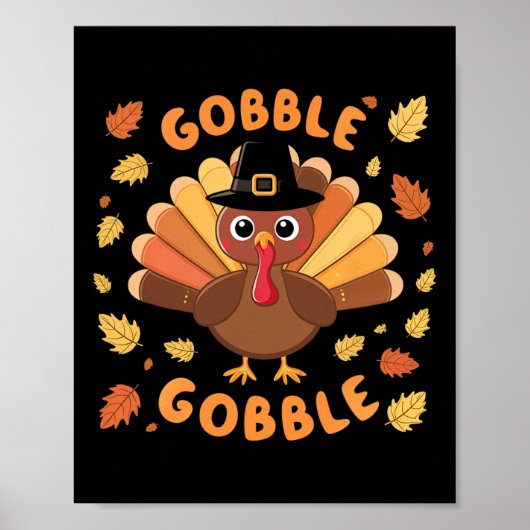 Gobble Turkije Thanksgiving Herfst Herfstoogst Poster (Voorkant)