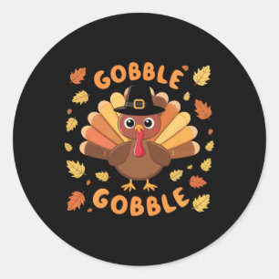 Gobble Turkije Thanksgiving Herfst Herfstoogst Ronde Sticker