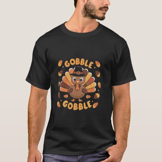 Gobble Turkije Thanksgiving Herfst Vakantie Schatt T-shirt (Voorkant)