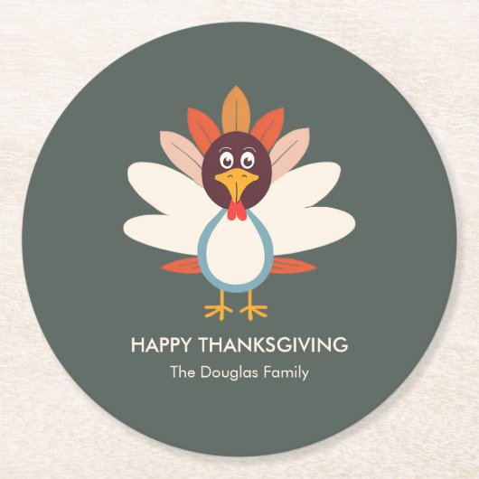 Gobble Turkije Thanksgiving Partij Onderzetters (Voorkant)