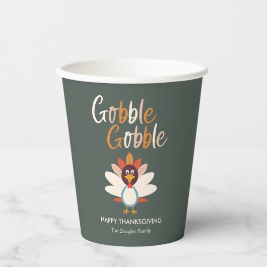 Gobble Turkije Thanksgiving Partij Paper Cup Papieren Bekers (Voorkant)