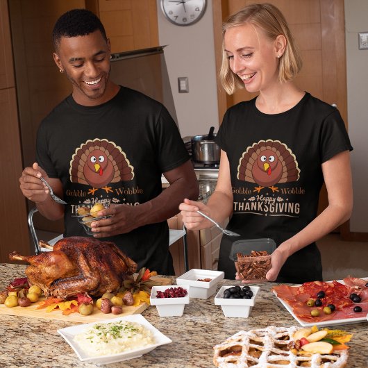 Gobble wobble gelukkig thanksgiving schattig t-shirt