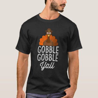 Gobble Yobble Yall Thanksgiving Turkije Zwart Smal T-shirt