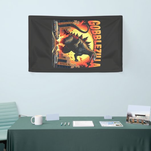Gobblezilla Spooky Kalkoen Thanksgiving Gobble Spandoek (Beurs)