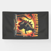 Gobblezilla Spooky Kalkoen Thanksgiving Gobble Spandoek (Horizontaal)