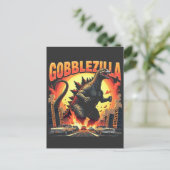 Gobblezilla Spooky Kalkoen Thanksgiving Gobble Uitnodiging Briefkaart (Staand voorkant)