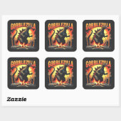 Gobblezilla Spooky Kalkoen Thanksgiving Gobble Vierkante Sticker (Vel)