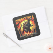 Gobblezilla Spooky Kalkoen Thanksgiving Gobble Vierkante Sticker (Envelop)