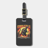 Gobblezilla Spooky Turkije Thanksgiving Gobble Bagagelabel (Voorkant verticaal)