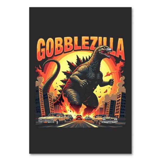 Gobblezilla Spooky Turkije Thanksgiving Gobble Kaart (Voorkant)