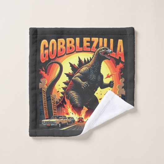 Gobblezilla Spooky Turkije Thanksgiving Gobble Washandje (Wasdoekje)