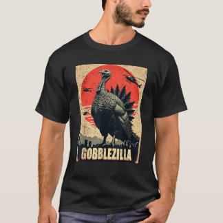Gobblezilla Turkije Humor Unisex Volwassenen Kinde T-shirt