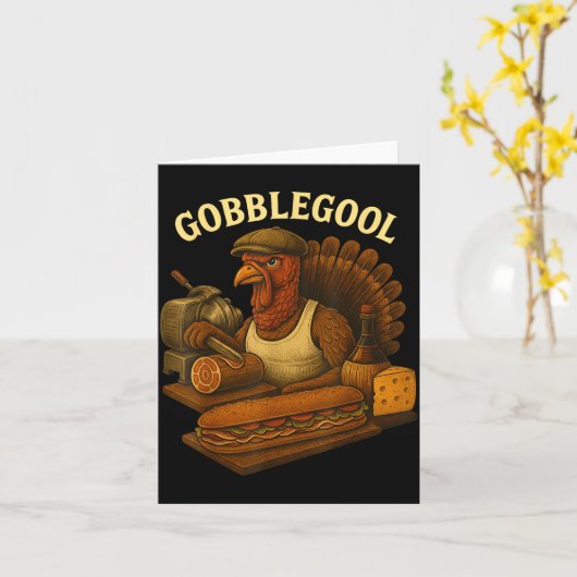 Gobbol Turkey Baker Thanksgiving  Kaart (Gele Bloem)