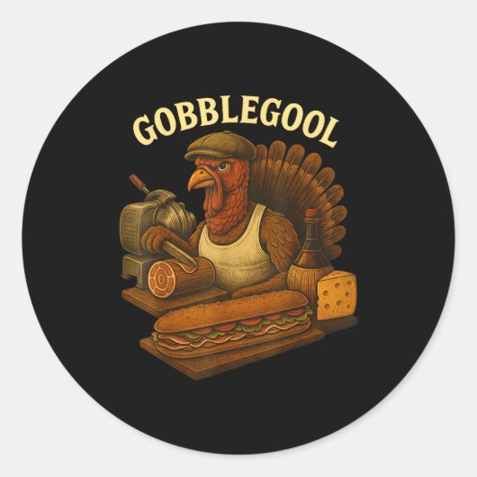 Gobbol Turkey Baker Thanksgiving  Ronde Sticker (Voorkant)