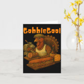 Gobbol Turkey Day Thanksgiving Funny Gobble Thankf Kaart (Gele Bloem)