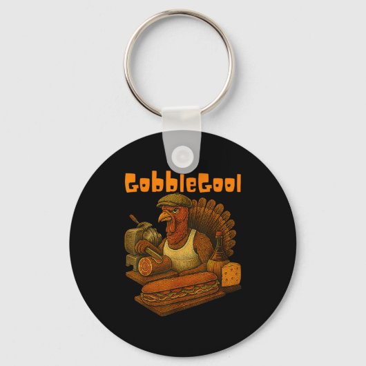 Gobbol Turkey Day Thanksgiving Funny Gobble Thankf Sleutelhanger (Voorkant)